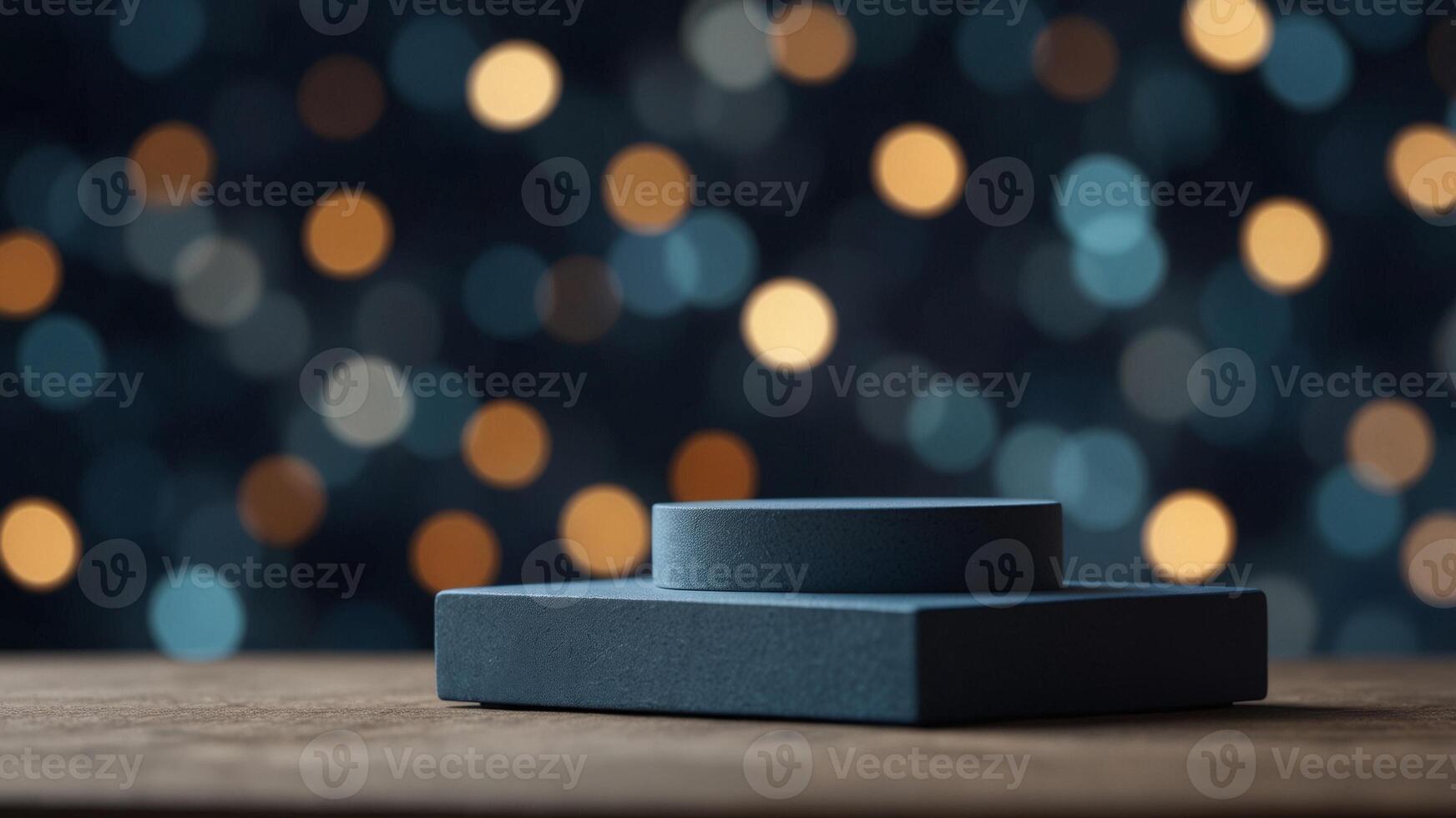 Abstract display podium with blue background. photo