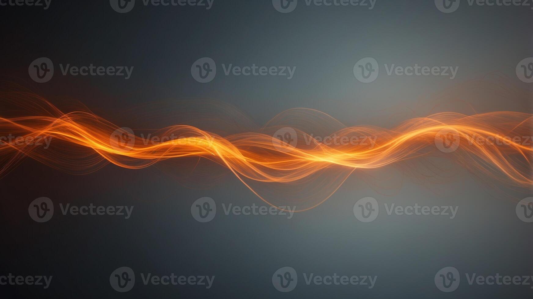 Abstract wavy lines in dark tones with glowing orange highlights. photo