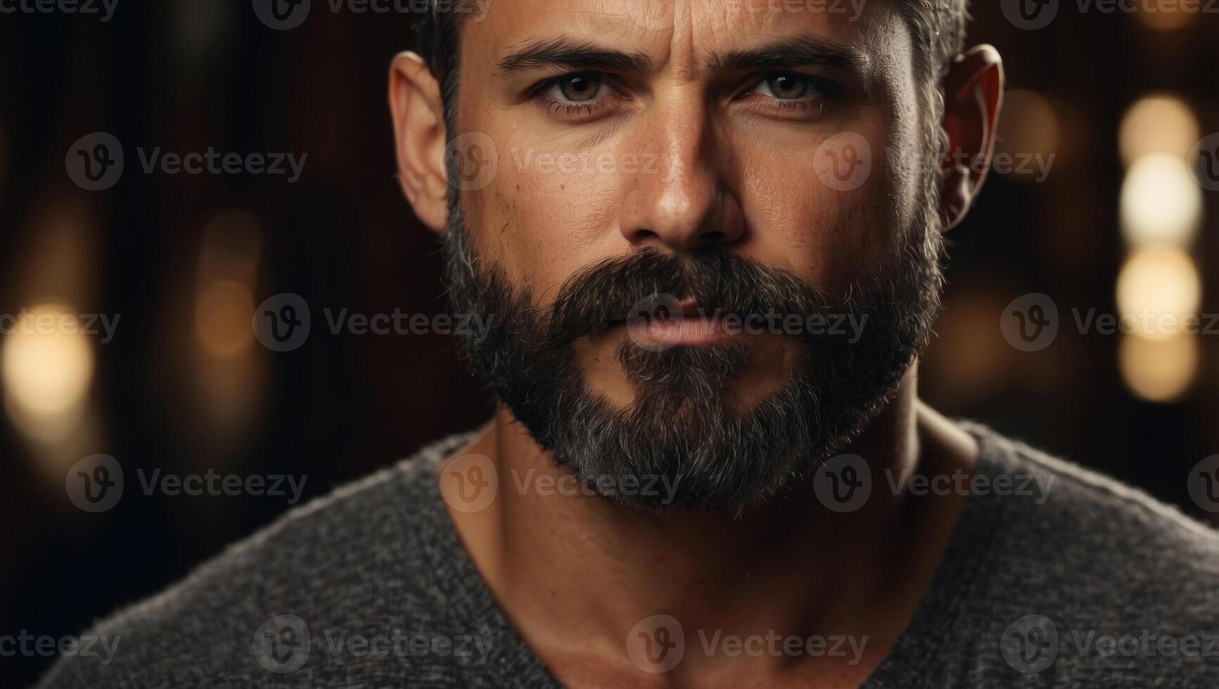 Modern man s groomed mustache and beard display contemporary grooming with text space. photo
