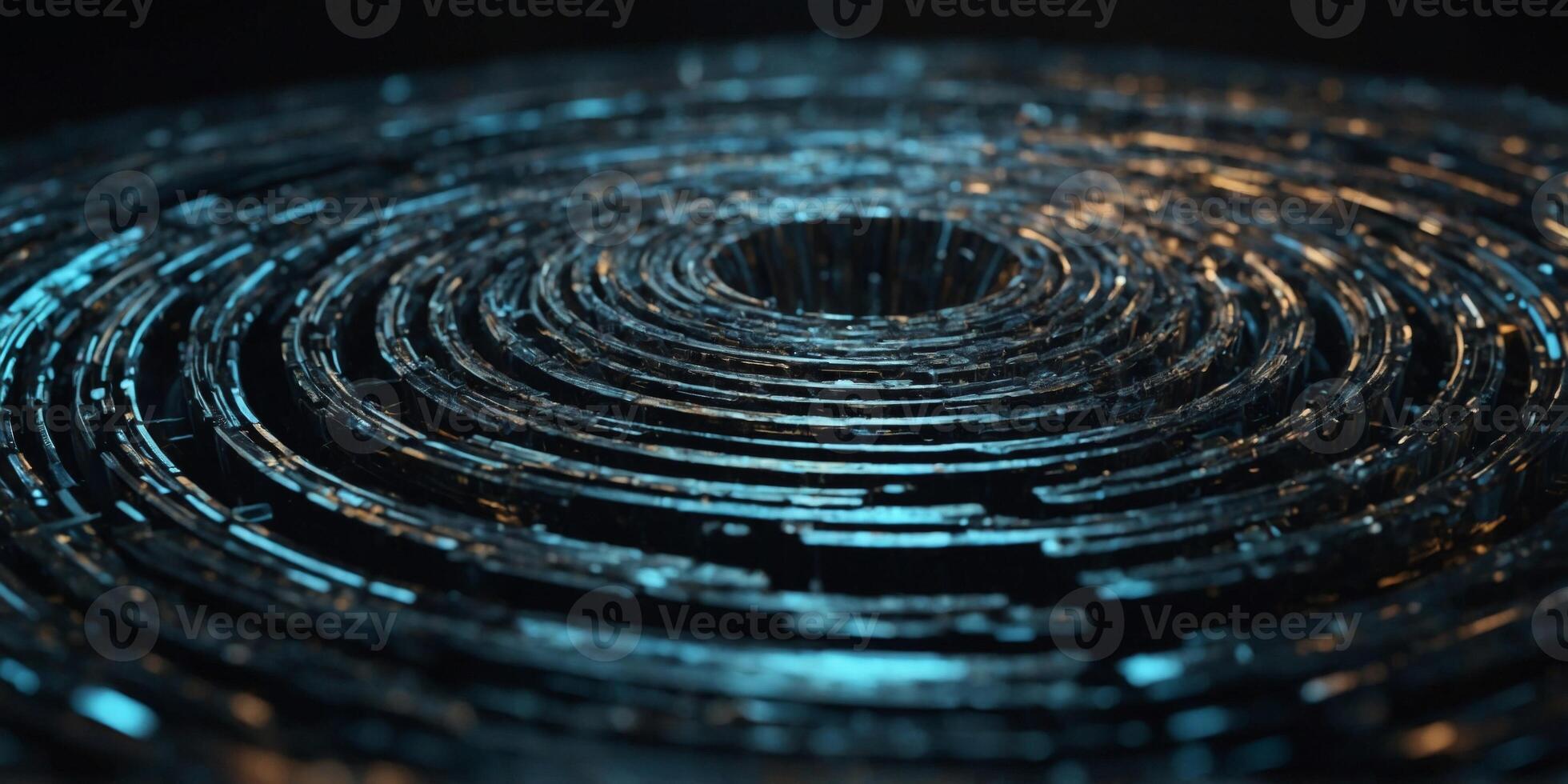 Digital vortex front view close up of a digital vortex in an abstract tech environment to represent data turbulence scifi. photo