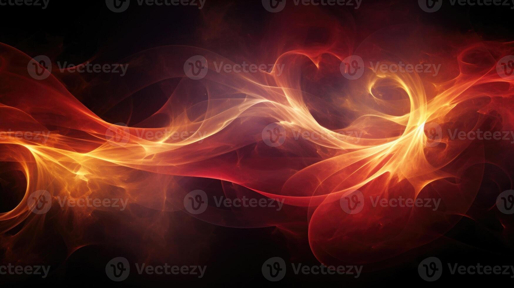 Fiery bursts of red and orange light seem to emerge from the depths of the smoky void, in this captivating abstract light painting. photo