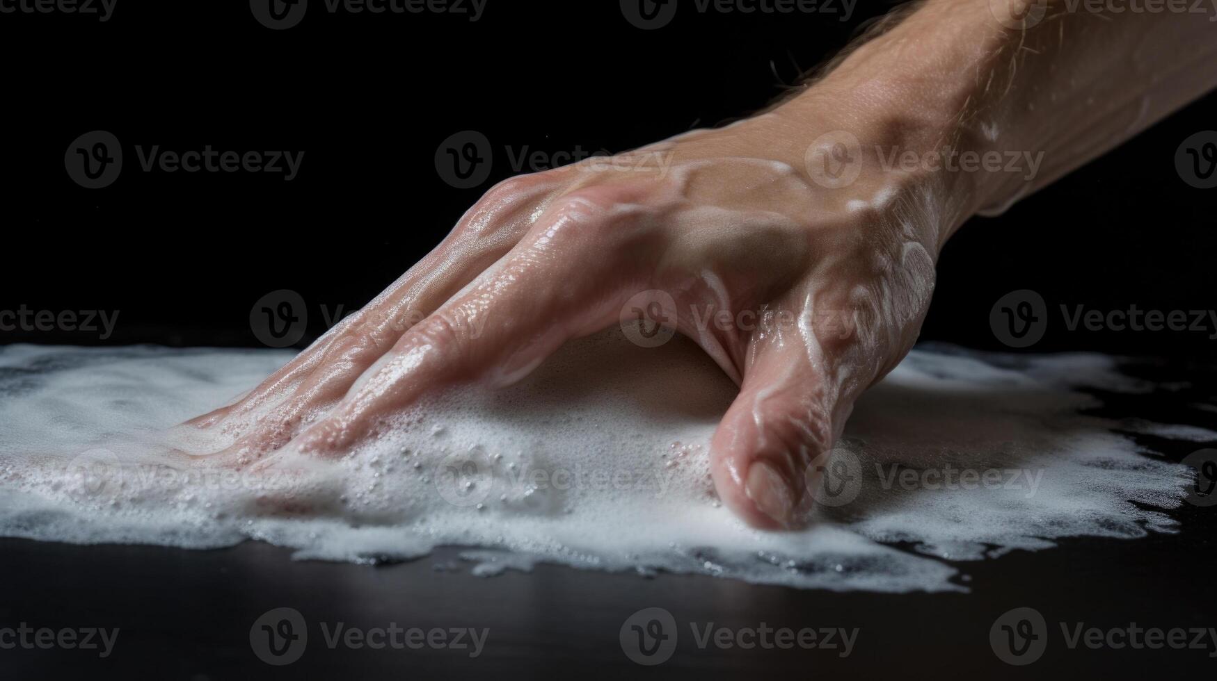Sweat and water mix as hands vigorously wring out a wet towel, determined to make it completely dry. photo