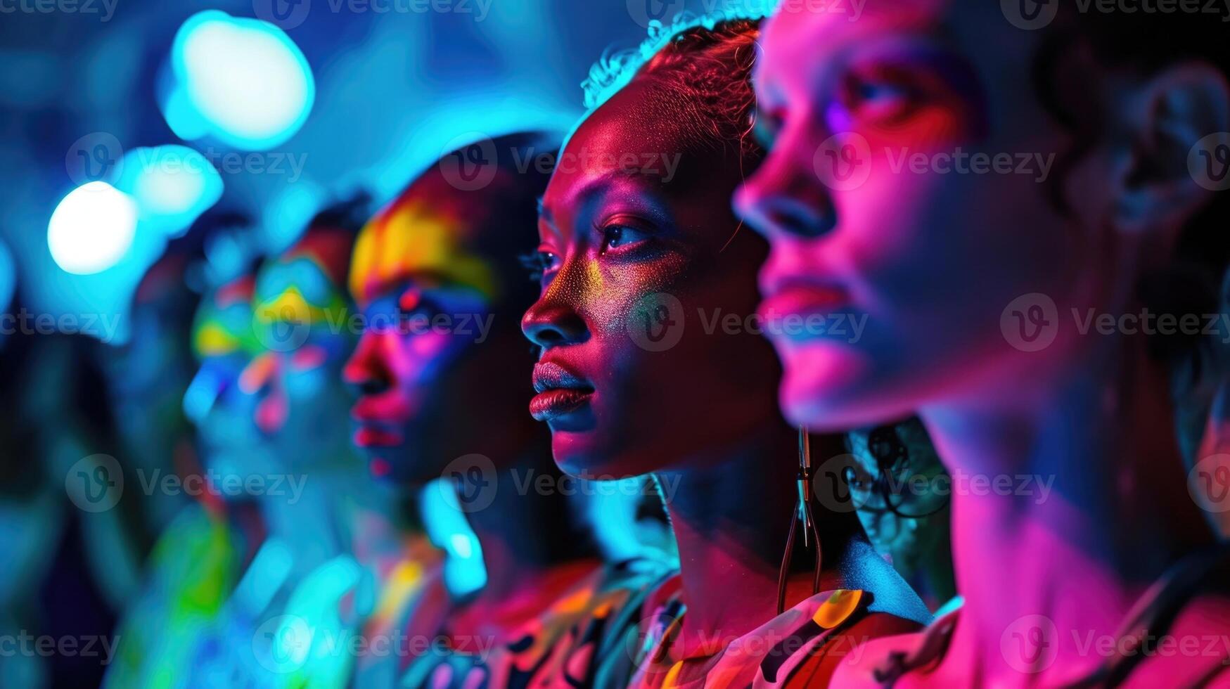 Models take the neon fashion runway by storm clad in headtotoe neon prints and bold makeup photo