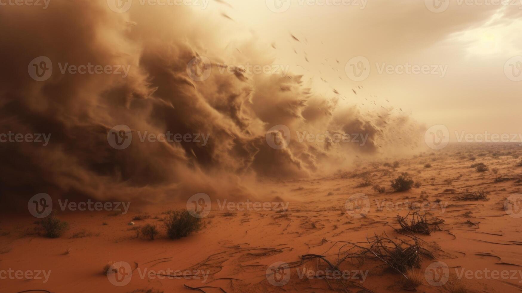As the dust storm rages on, the once barren landscape becomes a fierce battleground between elements. photo