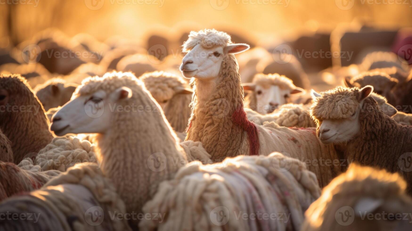 A bustling operation where skilled workers shear, spin, and weave the soft and durable fleece from vast herds of llamas and alpacas. photo