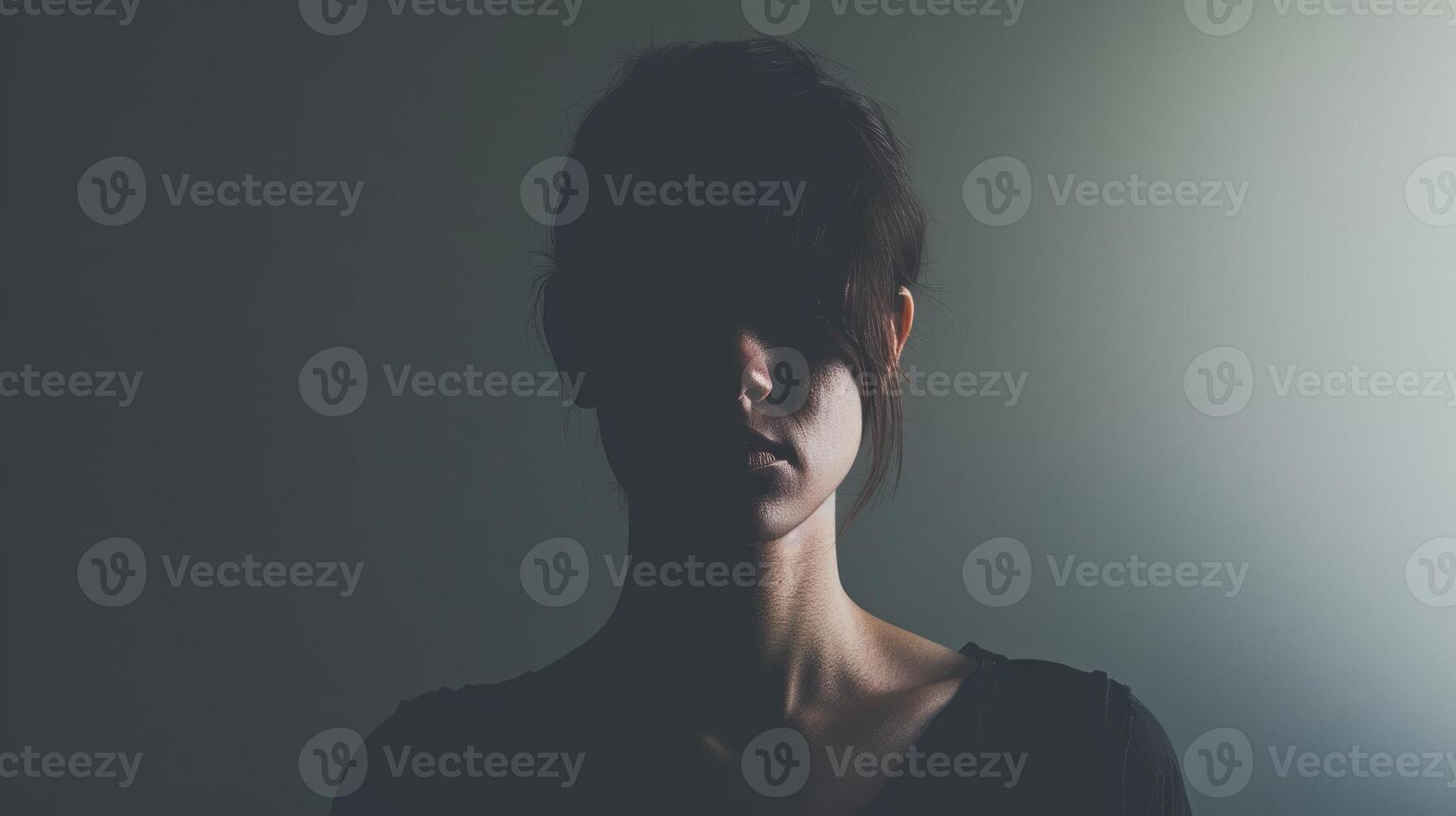 A person with a addiction with a sense of shame and secrecy in their expression photo