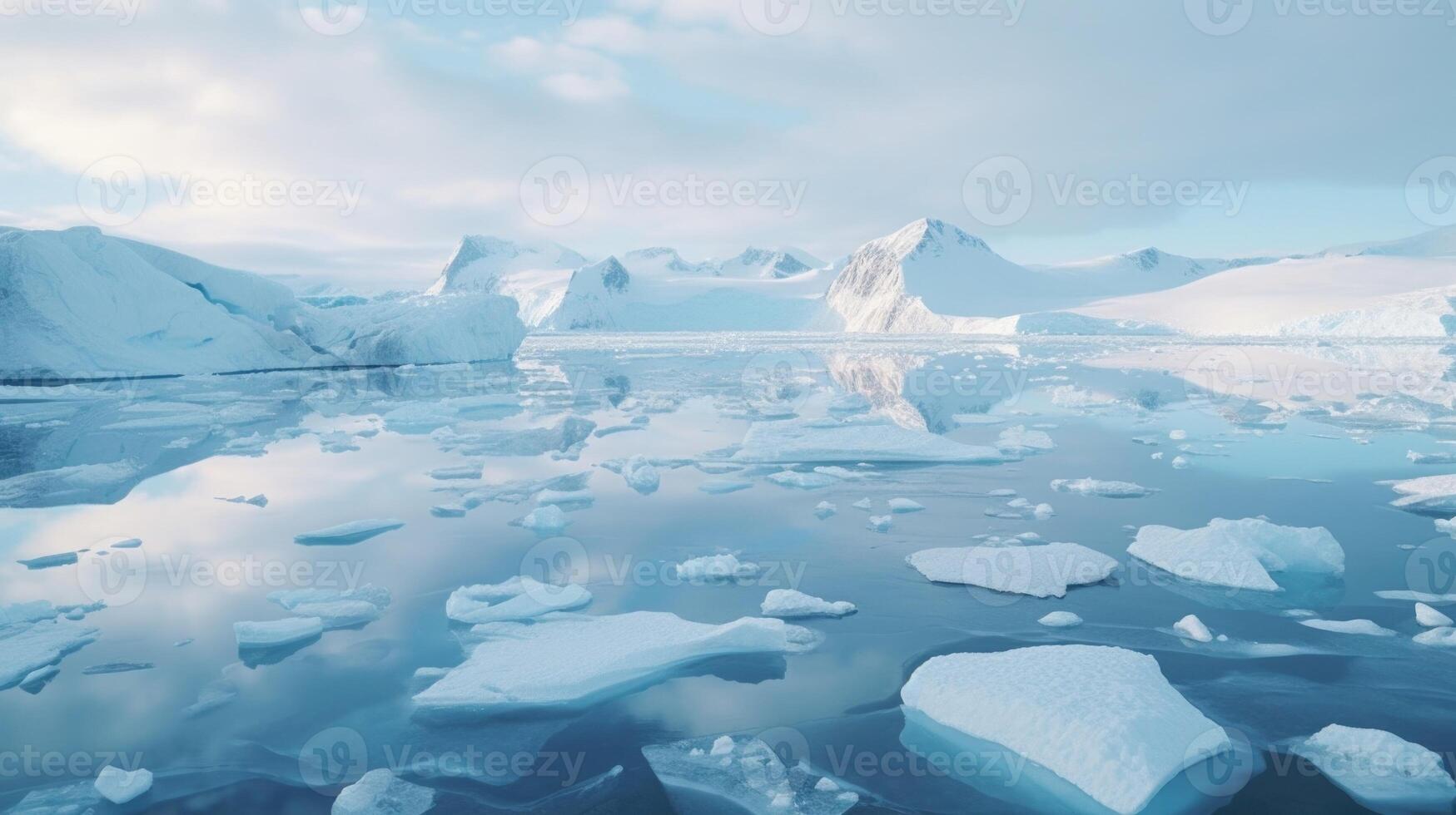 The quiet stillness of the polar regions is disrupted by the thunderous crack of melting glaciers and the crashing of chunks of icebergs into the frigid waters below. photo