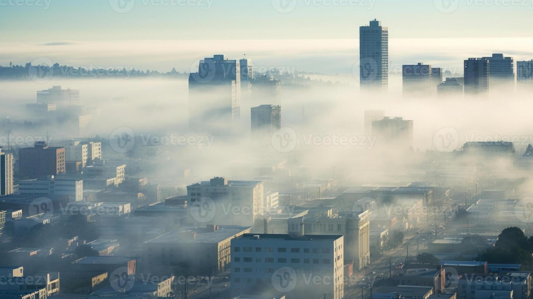 Fog City A lament over the loss of clean air in urban areas, as a dense and suffocating fog looms over the city. photo