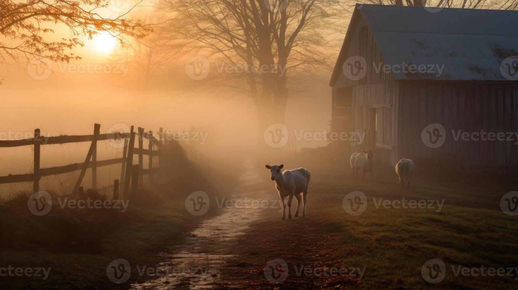 The foggy morning casts a hauntingly beautiful spell over the farm, the animals looking like theyre from another world. photo