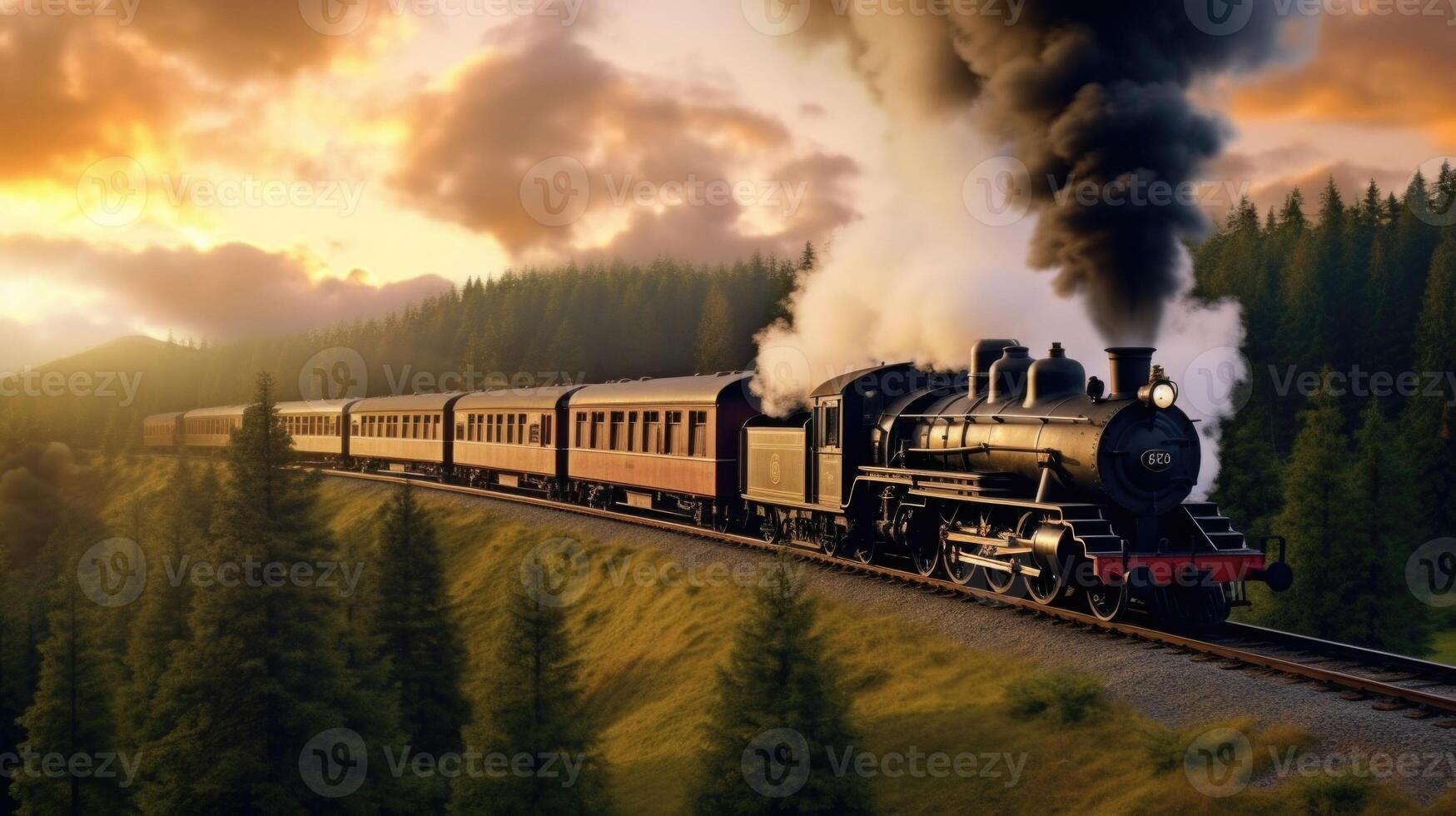 The Steam Train Symphony The rhythmic sound and sight of smoke from a moving train photo