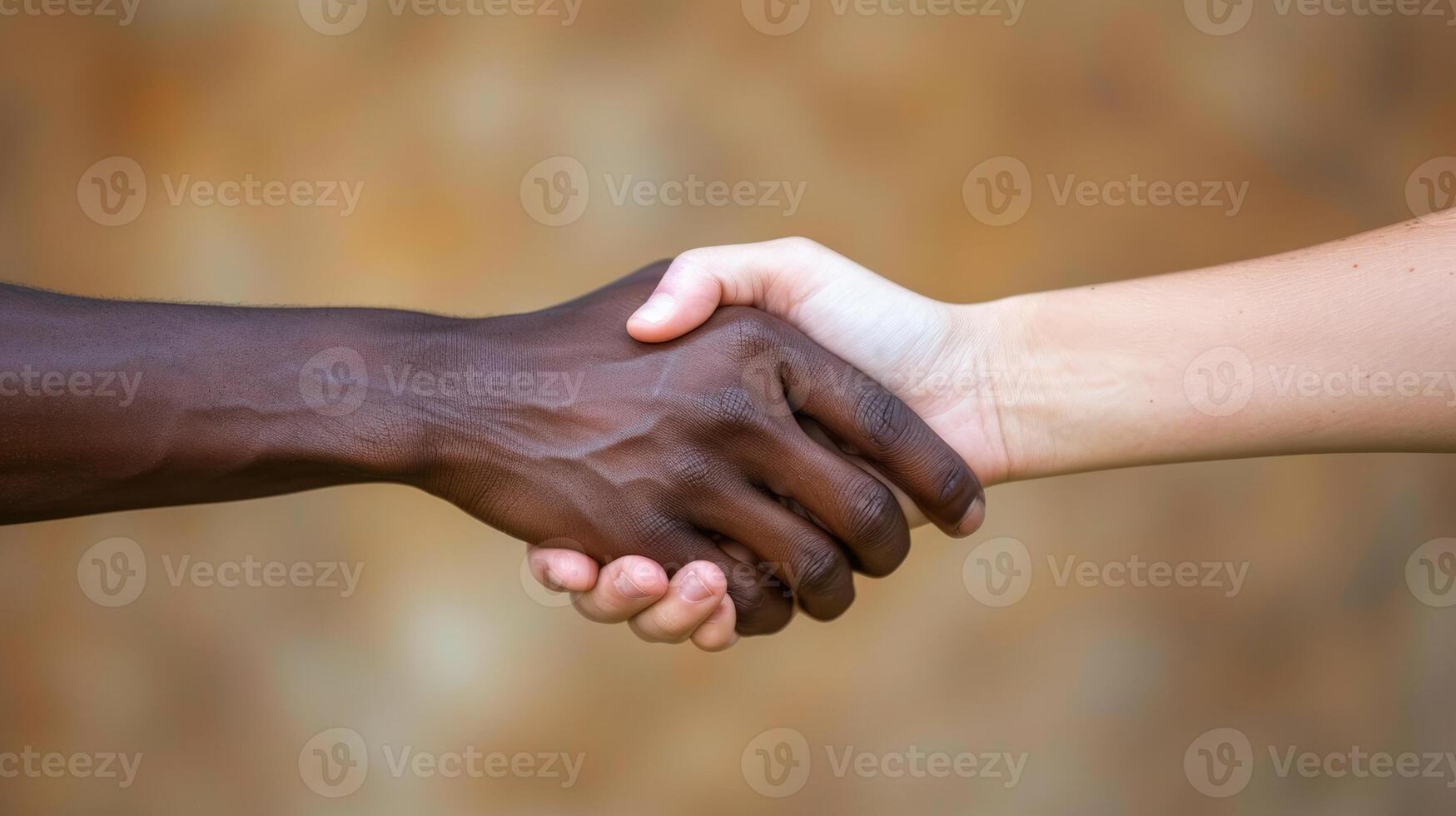 An interracial couple holding hands symbolizing the fight against discrimination photo