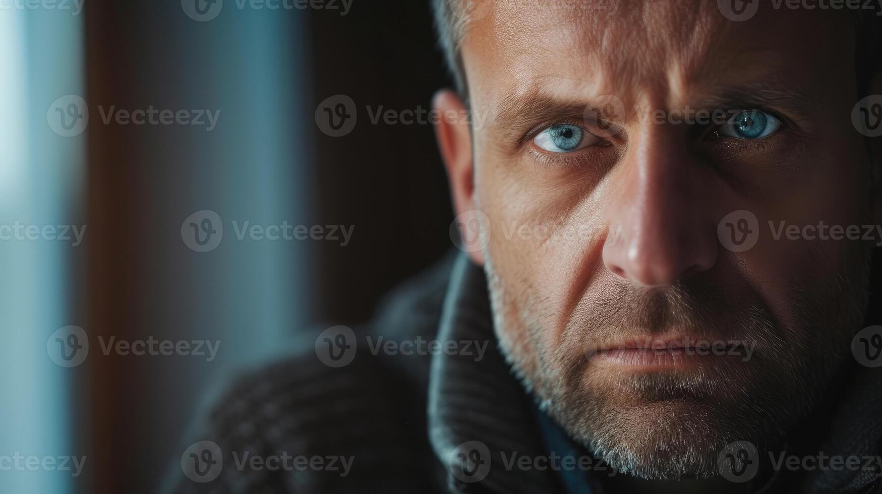 An adult man with a determined look on his face speaking out publicly about the bullying and harment he faced in the workplace photo