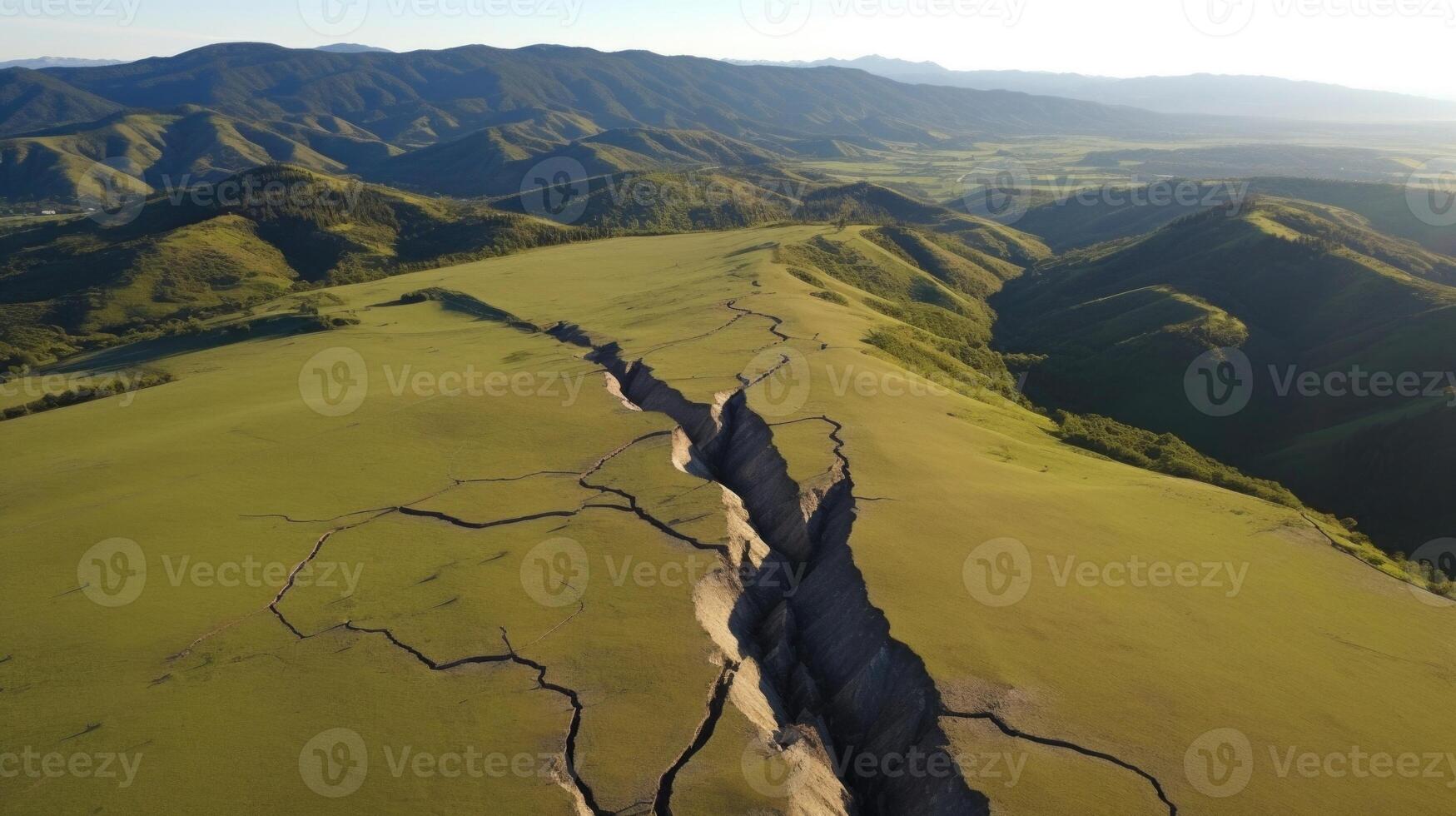 Aerial footage revealing the intricate network of fault lines that were exposed during the powerful quake, leaving the land fractured and unstable. photo