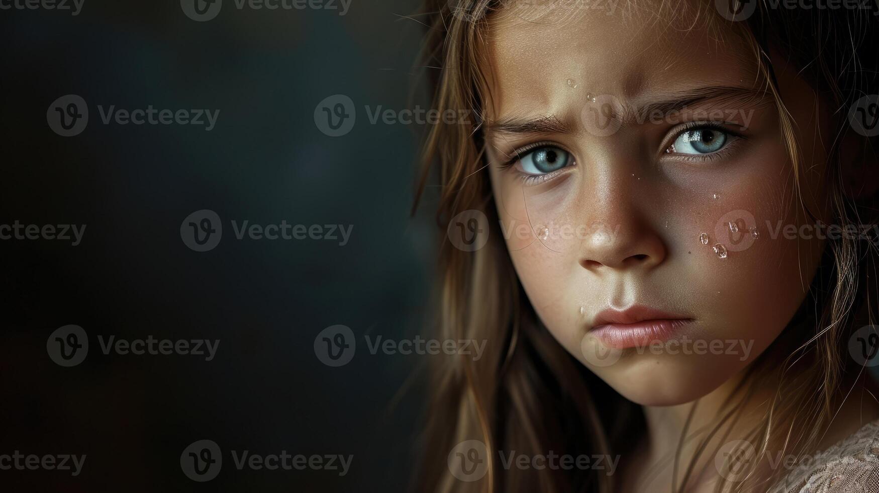A young girl with tears in her eyes seeking understanding and guidance in the midst of her spiritual turmoil photo