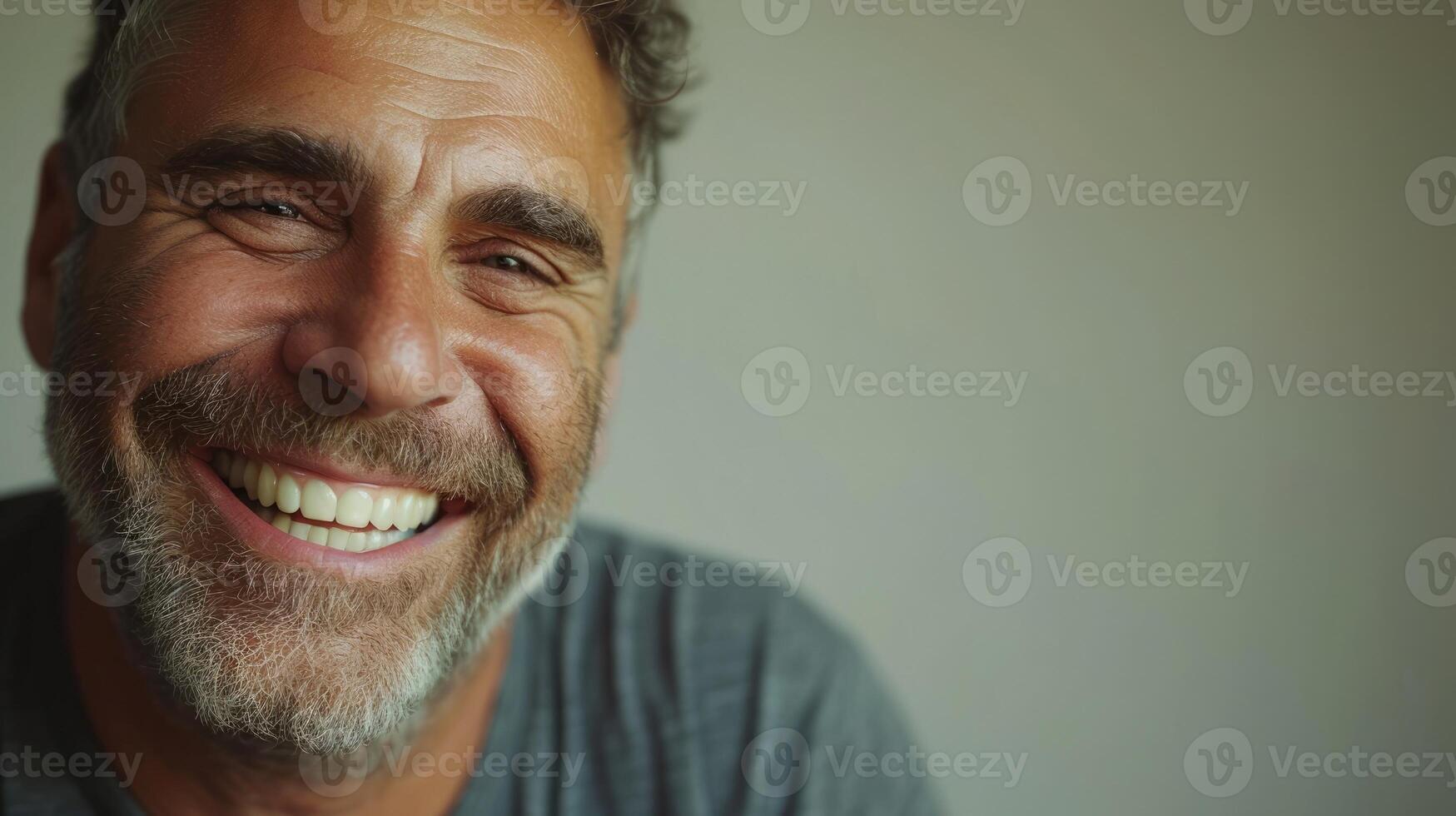 A middleaged man laughs heartily his eyes crinkled with joy as he embraces his inner child and learns to fully accept himself photo