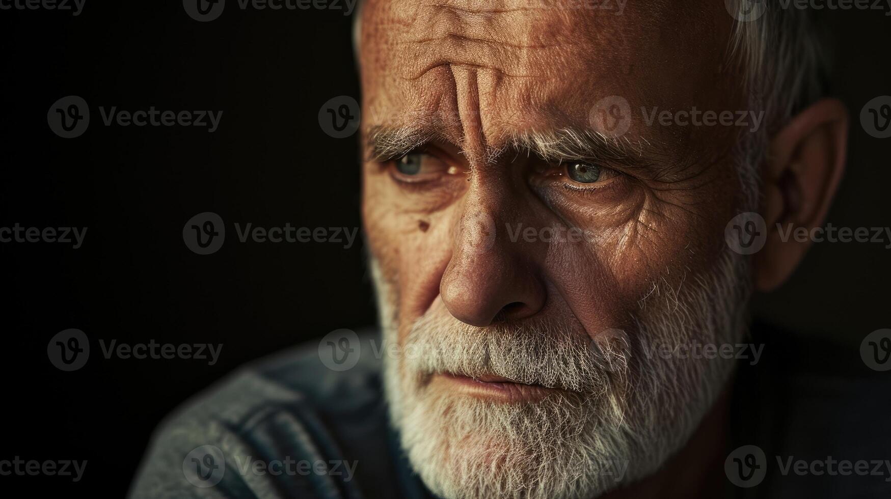An older man with a pensive expression battling feelings of selfdoubt photo
