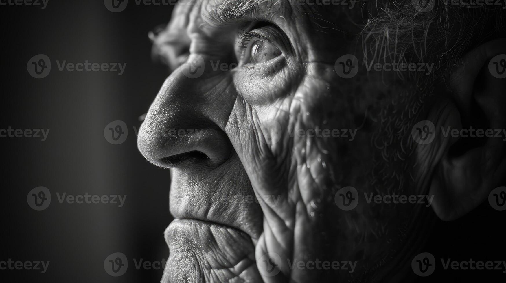 An elderly man gazing into the distance his eyes full of memories and a hint of sadness for the ping of time photo