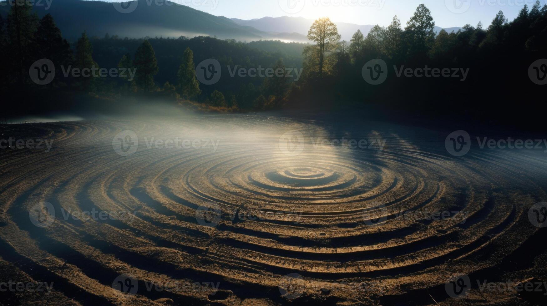 Shimmering patterns of seismic energy ripple through the ground, signaling the onset of an earthquake. photo
