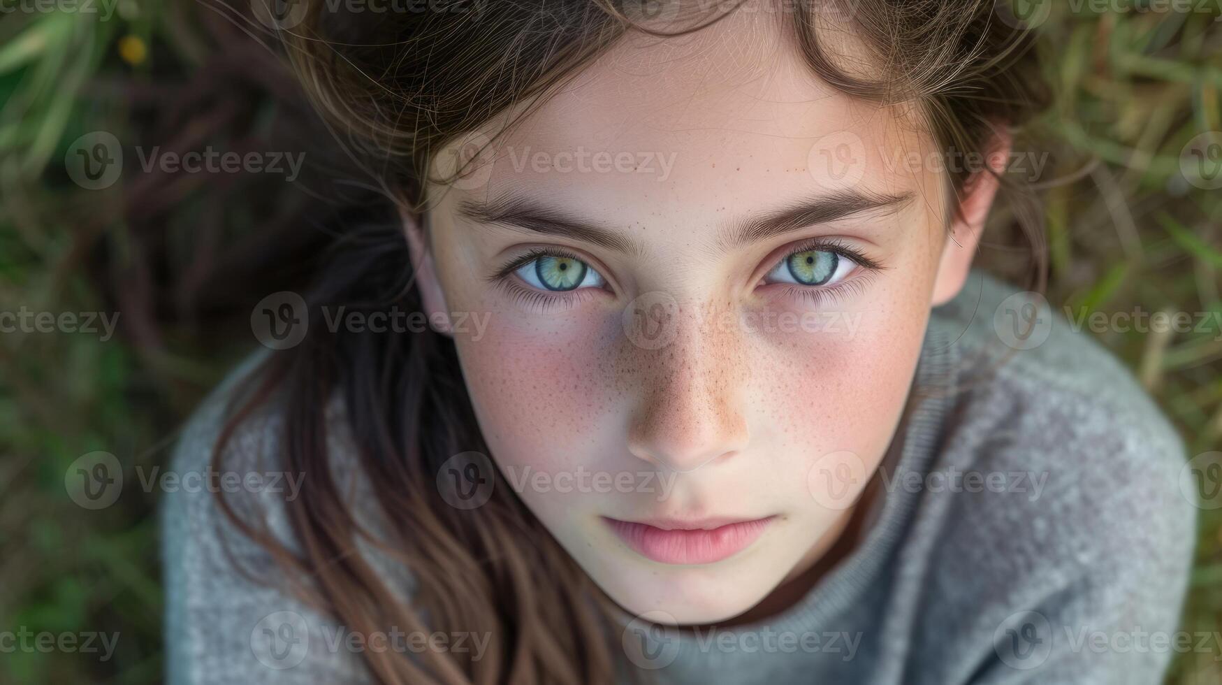 A teenage girl with a sense of urgency in her eyes determined to take action and make a positive change for the environment photo