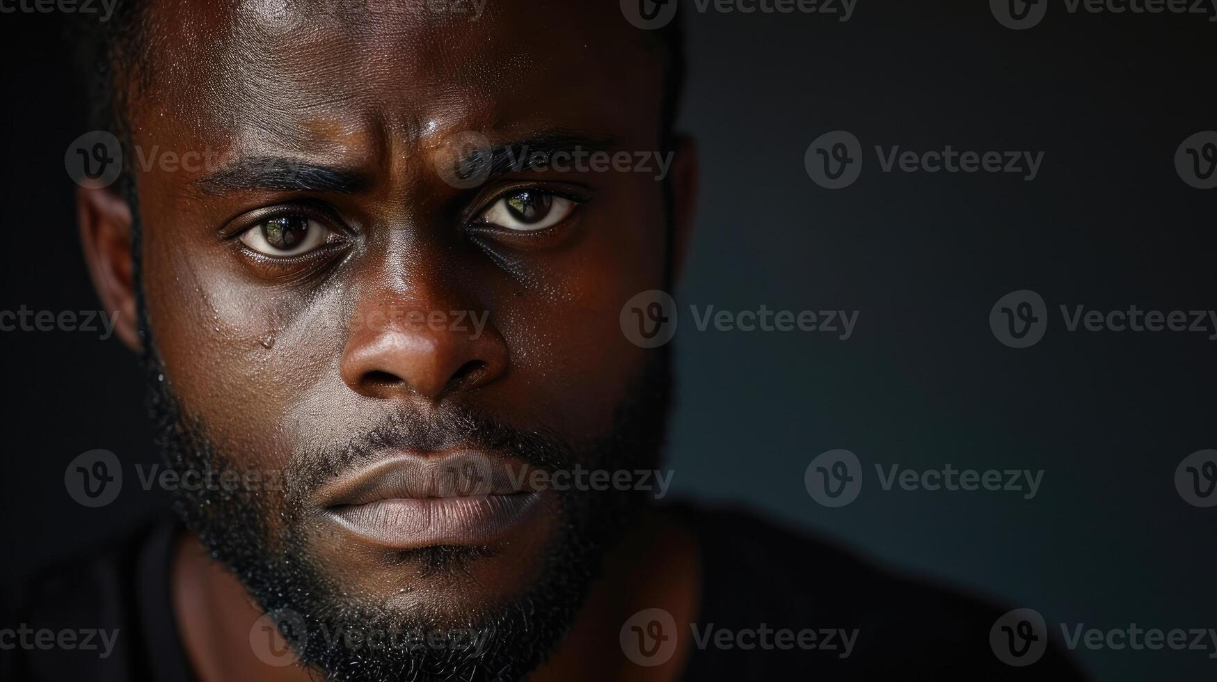 A portrait of a black man with a serene expression highlighting the often overlooked fact that bipolar disorder affects people of all races and backgrounds photo