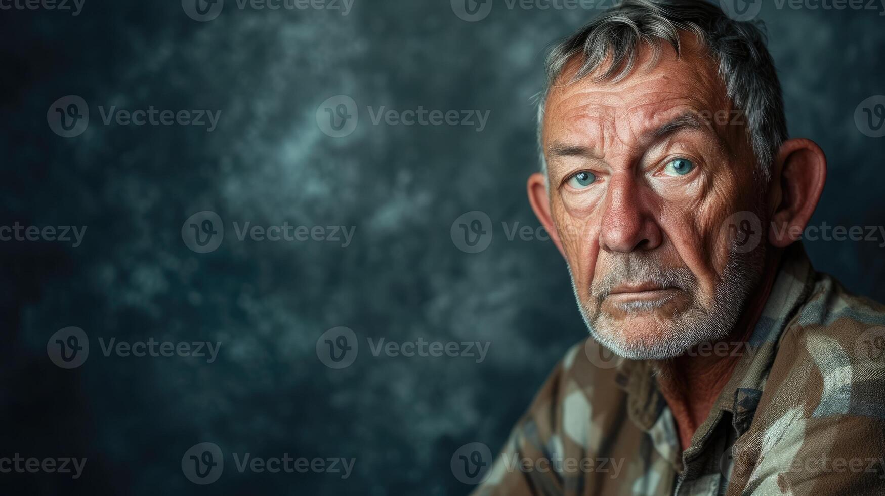 A middleaged man with a furrowed brow and a look of resignation wondering what kind of world he will leave for his children and grandchildren photo