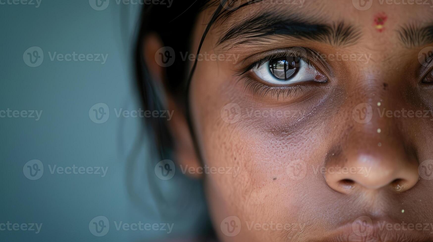 A closeup of a young Indian woman showcasing the worldwide prevalence of bipolar disorder and its impact on individuals of all races and ethnicities photo