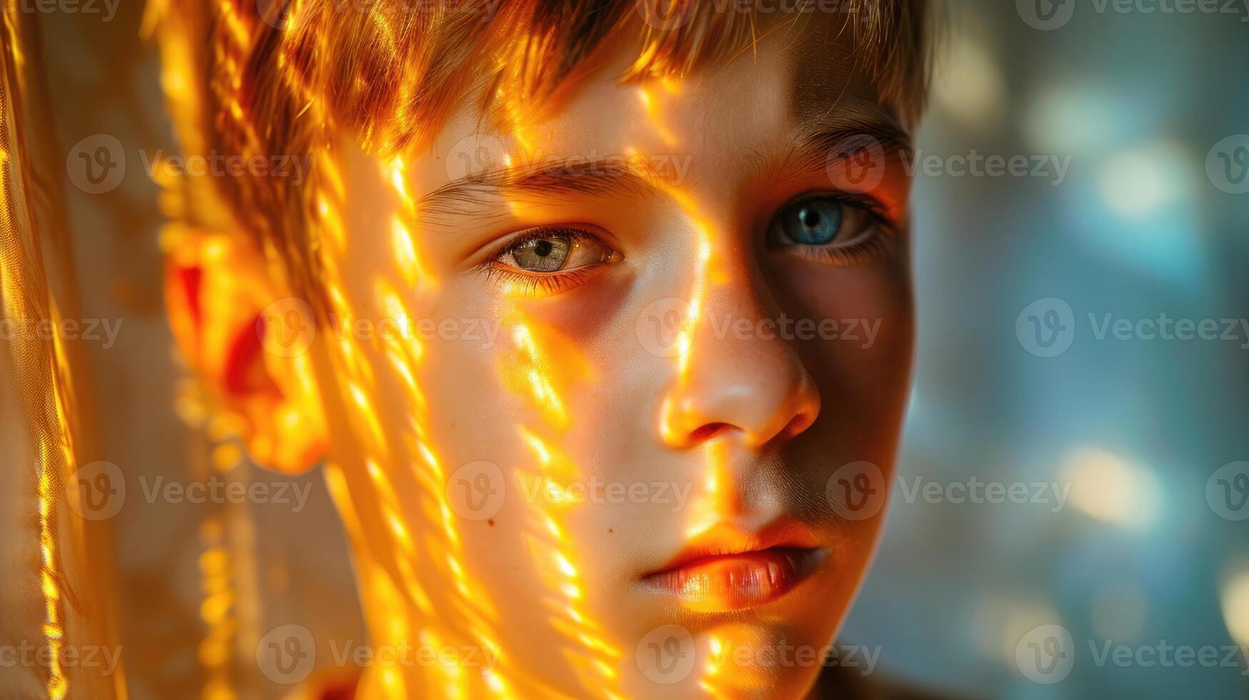 A closeup of a teenage boy with a mix of emotions on his face showcasing the intensity and complexity of living with bipolar disorder photo