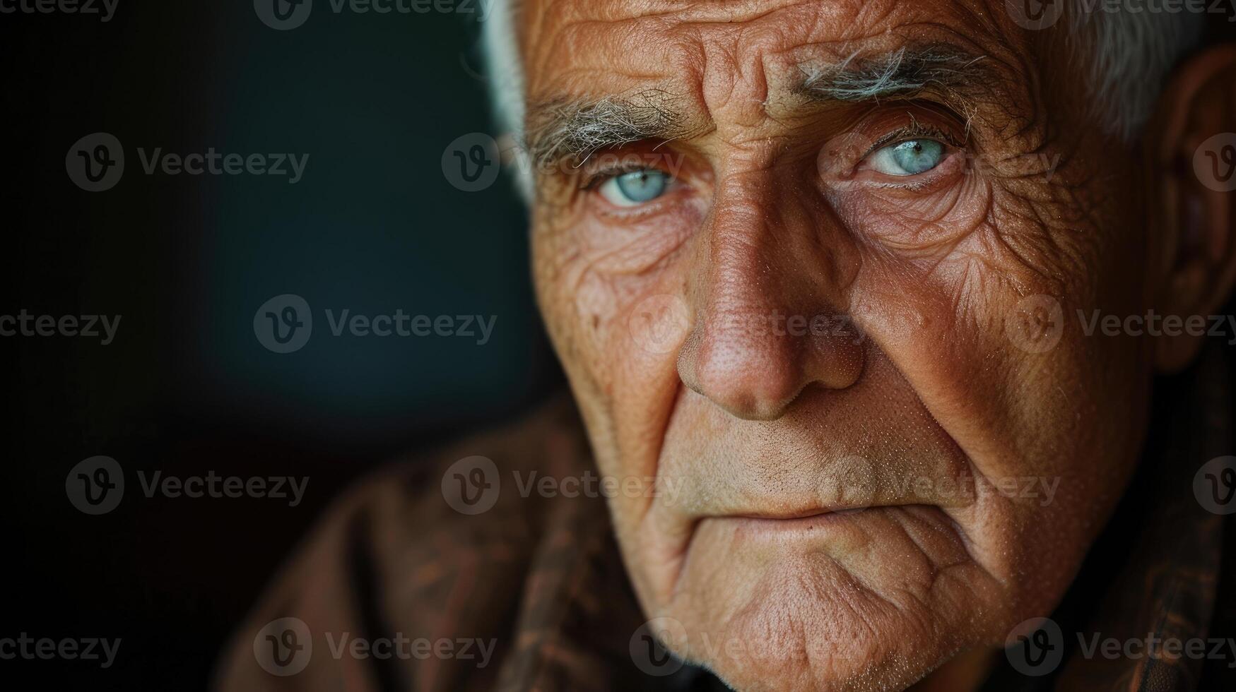 An older man with a serious expression representing the emotional complexities of aging photo
