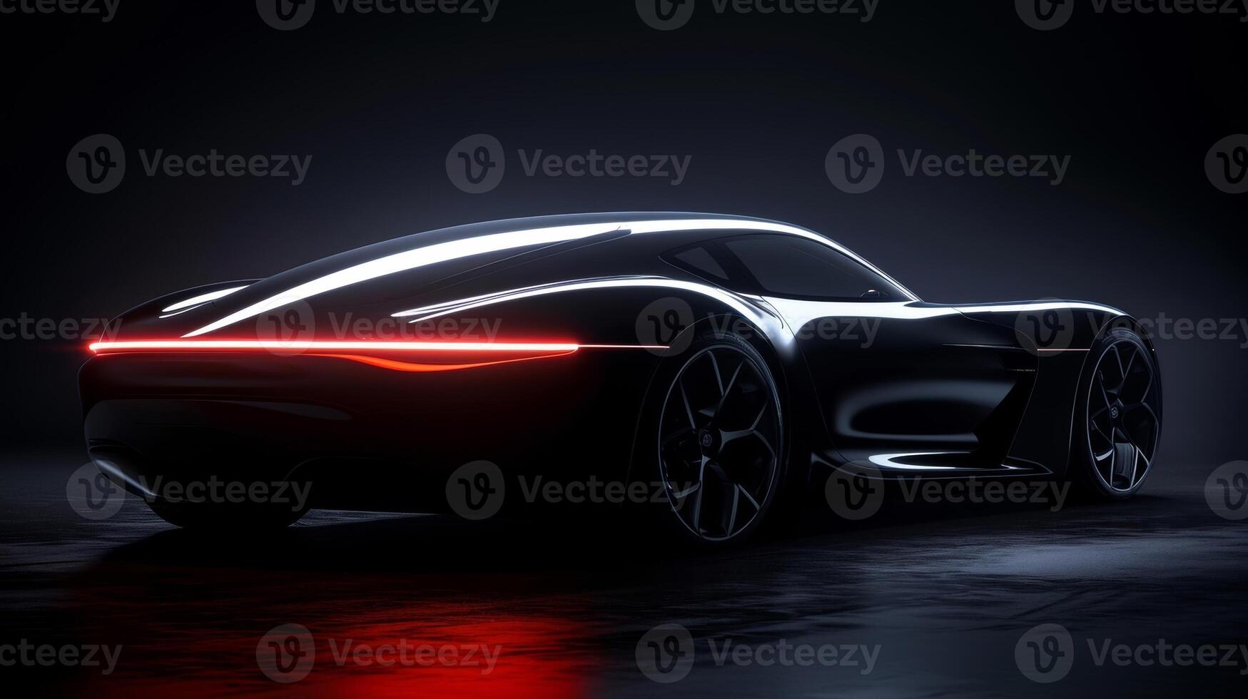 The camera focuses on the graceful and aerodynamic curves of a luxury cars rear per illustrating how form and function can harmoniously blend in the world of luxury automobiles photo