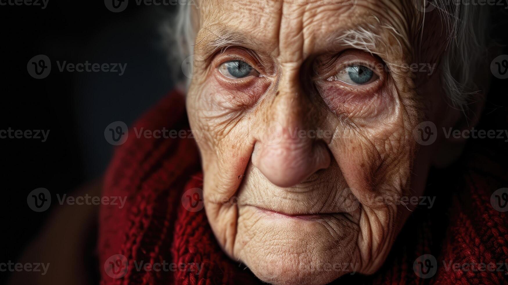An older person with a peaceful expression representing the contentment and acceptance that can come with aging photo