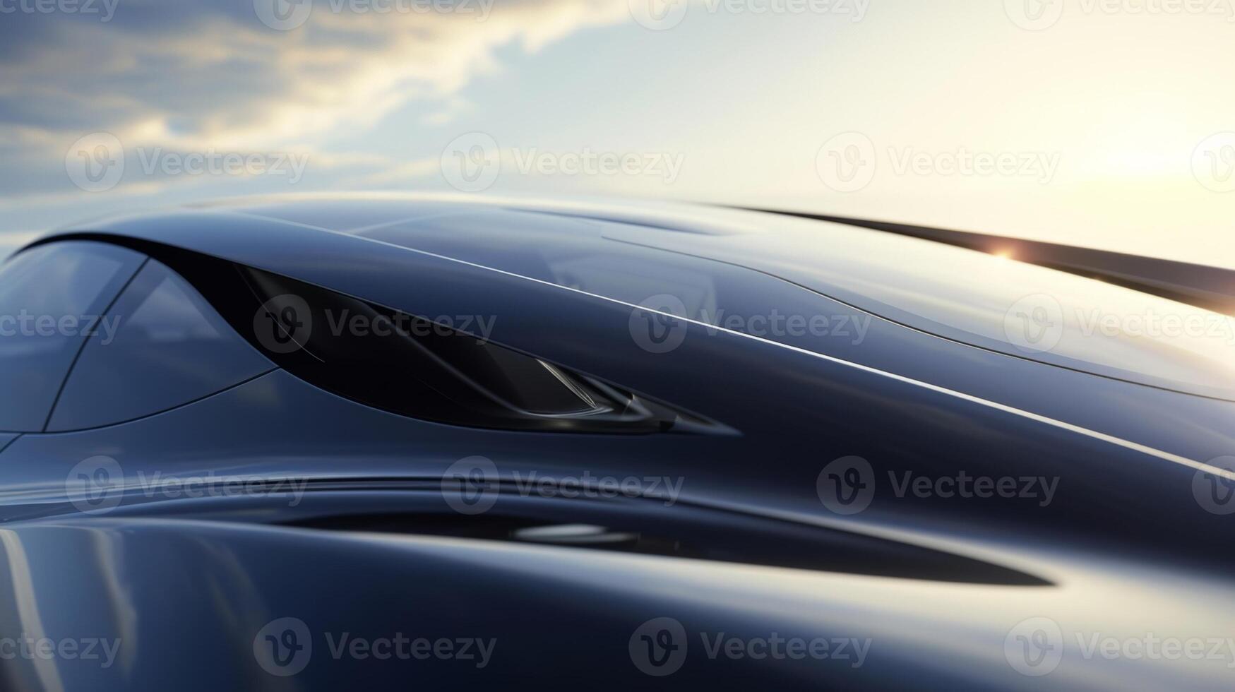 Closeup of a sleek and aerodynamic roofline accentuated by a subtle curve and a seamless integration with the rest of the cars design photo