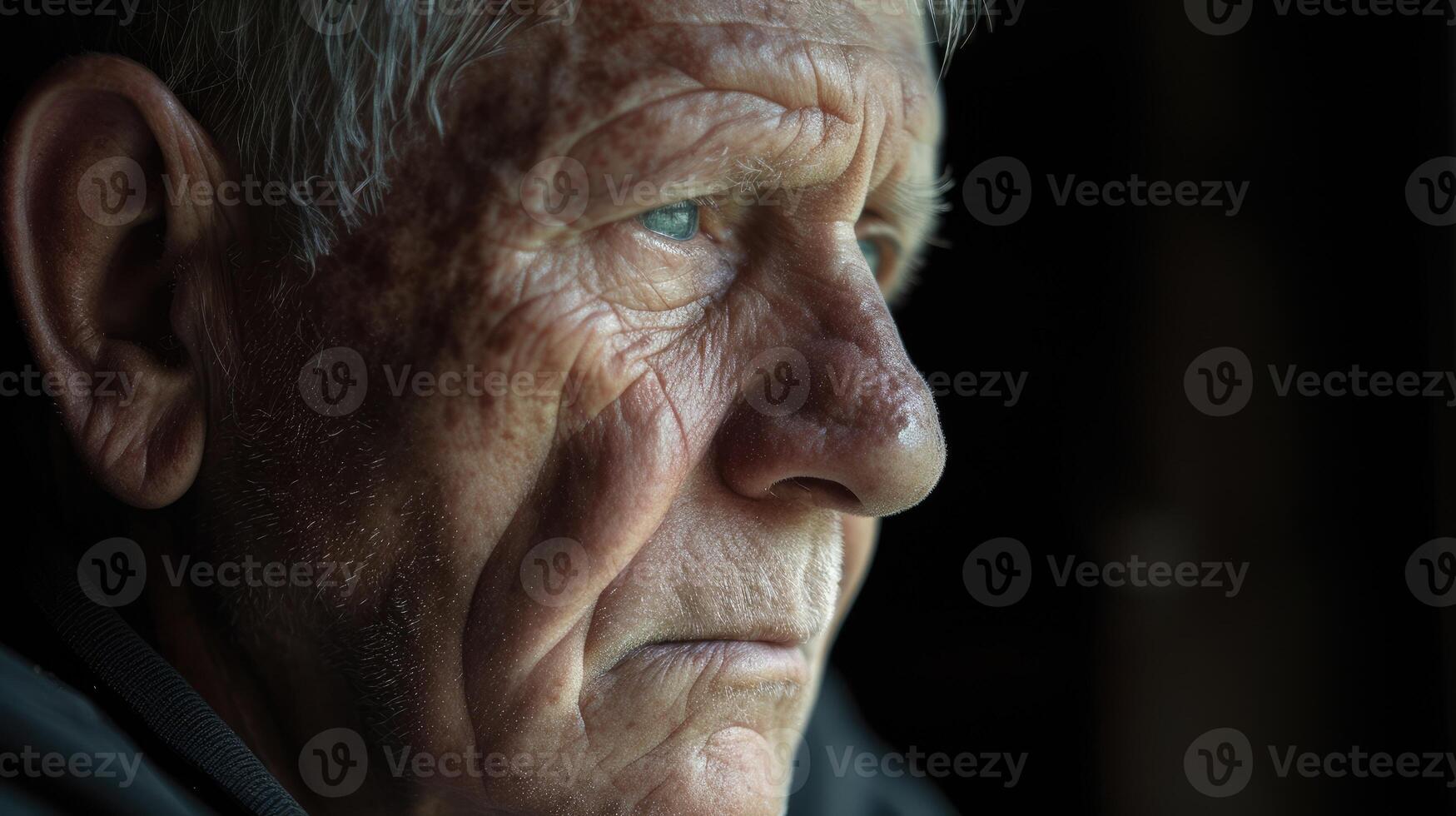 An older man with gray hair wrinkles marking his face looking contemplative as he gazes into the distance perhaps remembering his own journey of selfdiscovery photo