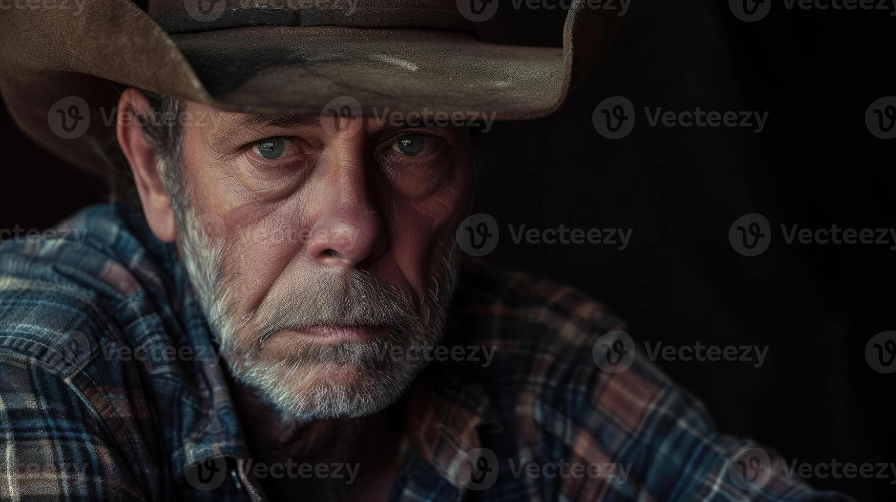 A middleaged man with a cowboy hat and boots representing the western lifestyle photo