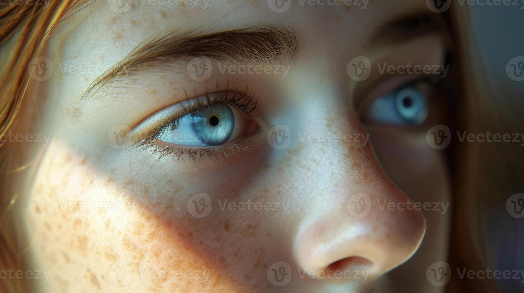 A closeup of a teenage girl her eyes glued to the screen as she compares herself to the edited images of her peers struggling with low selfesteem photo