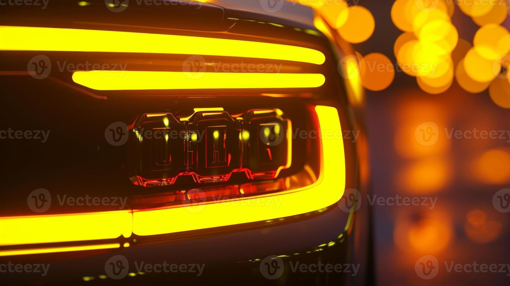A closeup of the license plate accentuated with a soft yellow backlight giving it a warm and inviting aesthetic photo