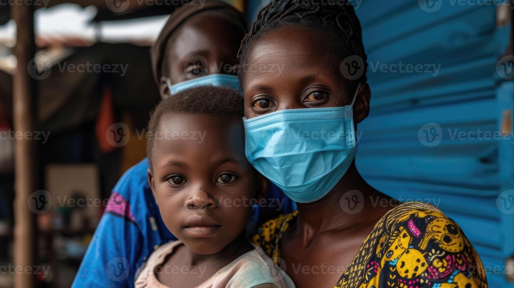 A mother and her two children share a quiet moment of solidarity grateful for each others health and safety during the pandemic photo