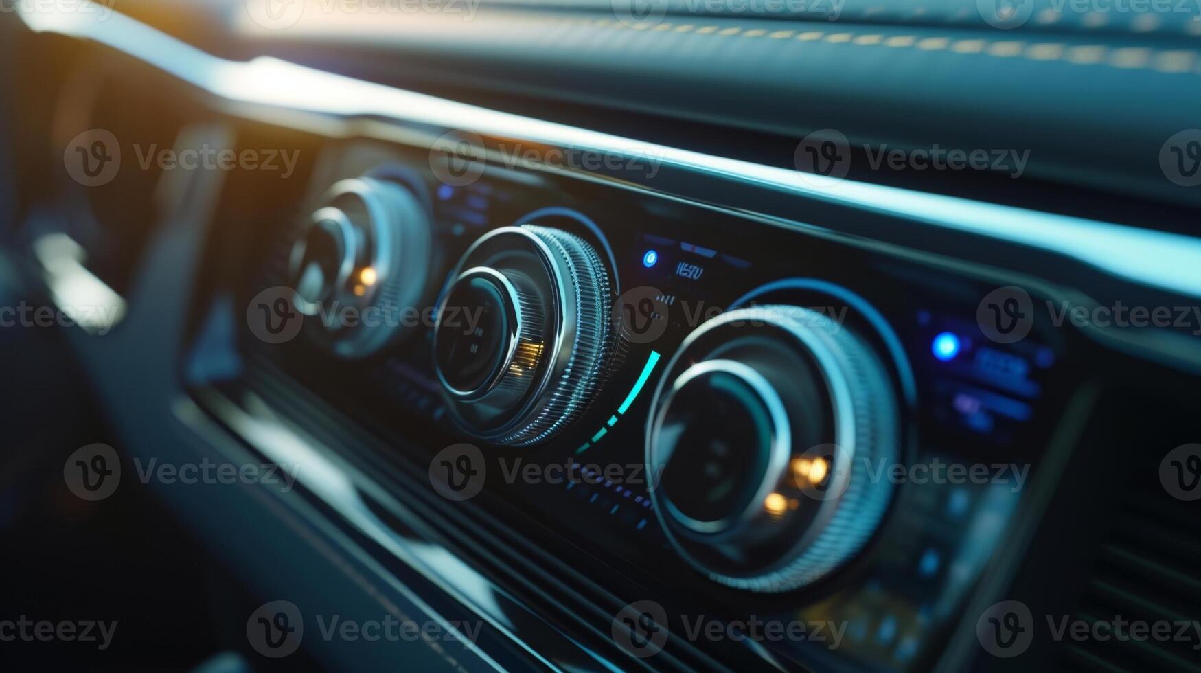 A slow motion closeup of the climate control s being turned showcasing their smooth and precise movement photo
