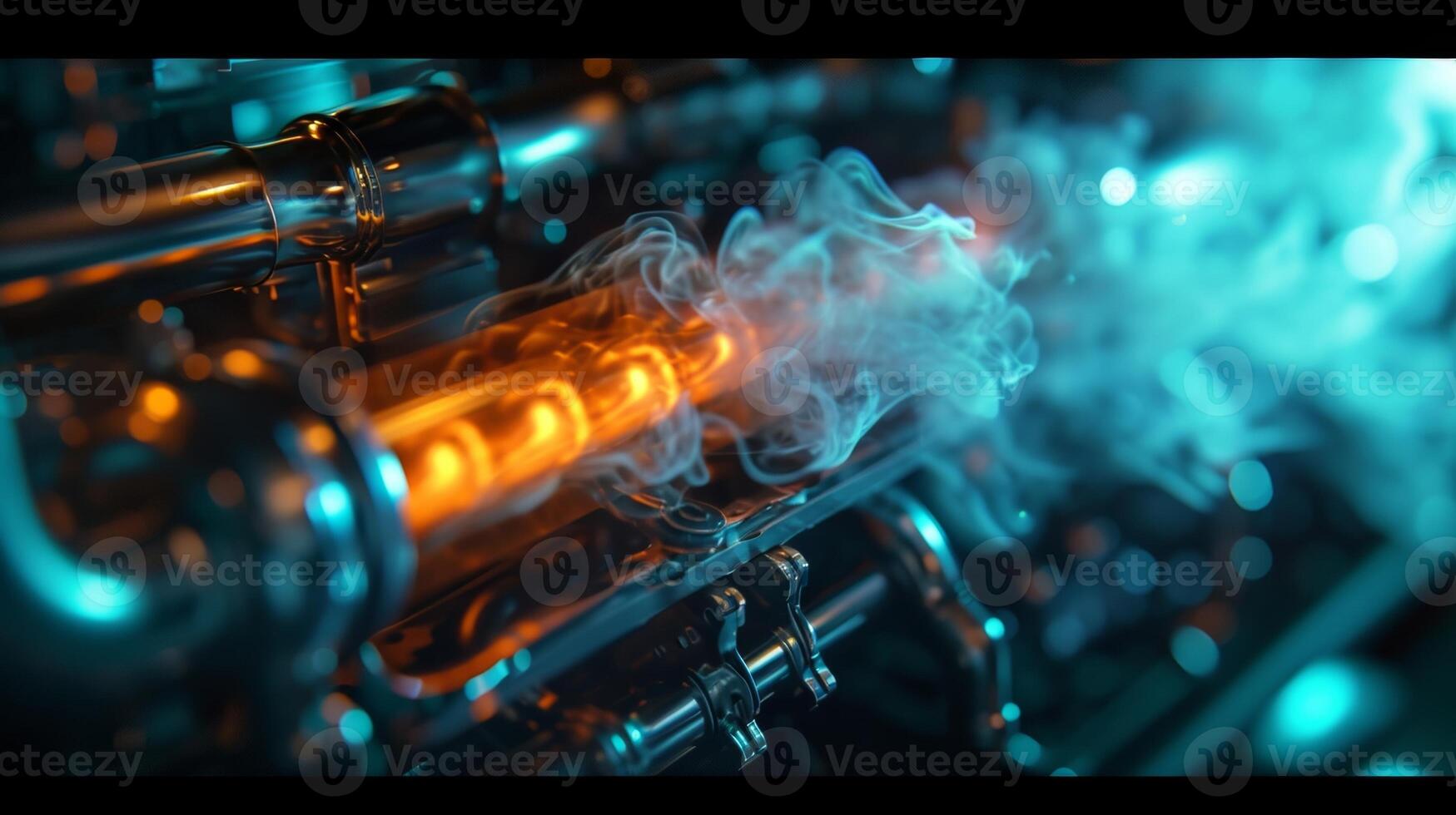 A closeup of a cars nitrous oxide on being pressed sending a surge of power through the vehicle and propelling it forward photo
