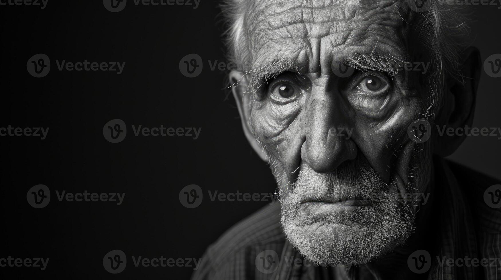 An older man his face etched with regret as he reflects on the dreams he never had the courage to pursue photo