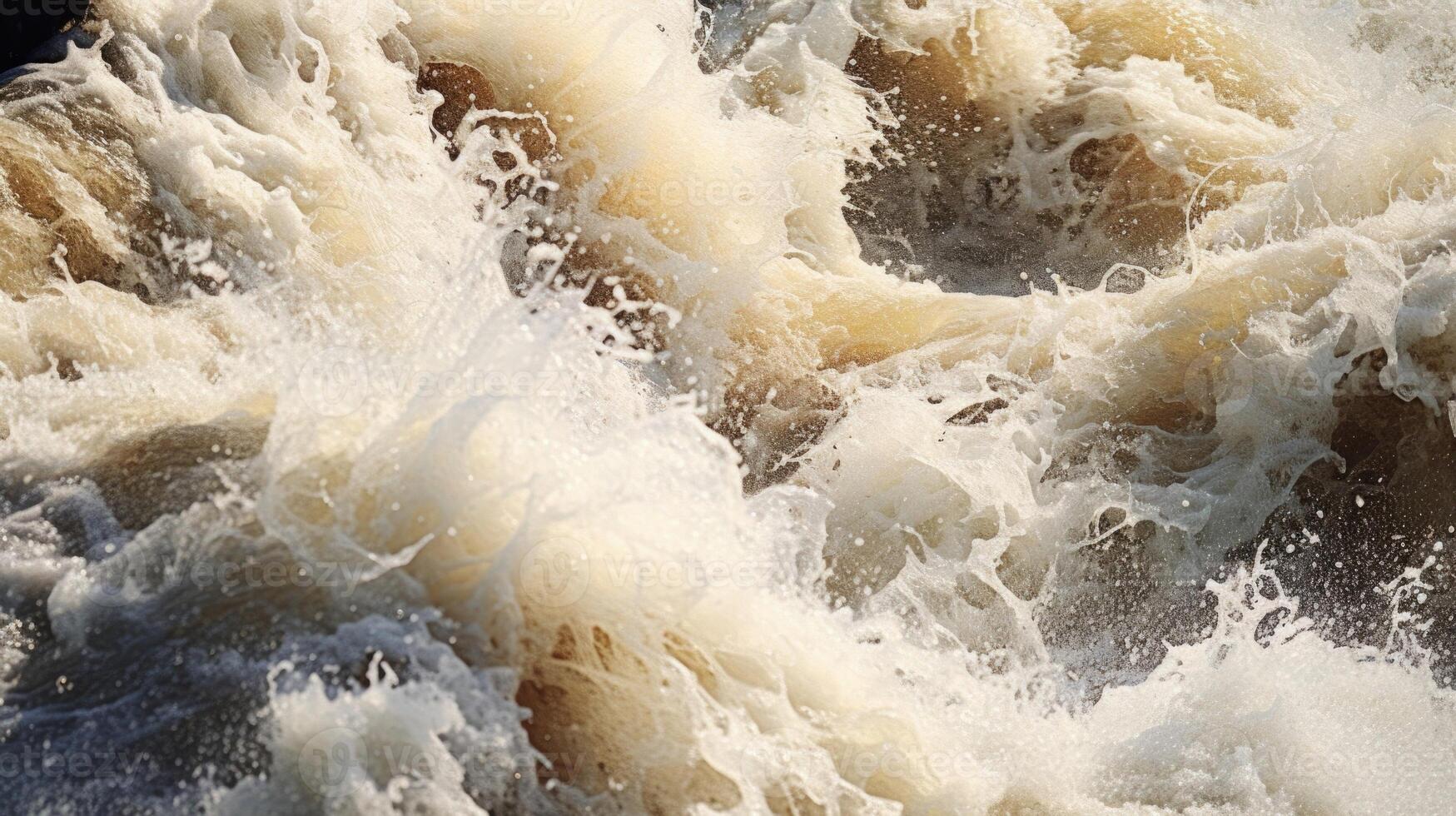 A mesmerizing closeup of water rushing with unbridled strength during a flood. photo