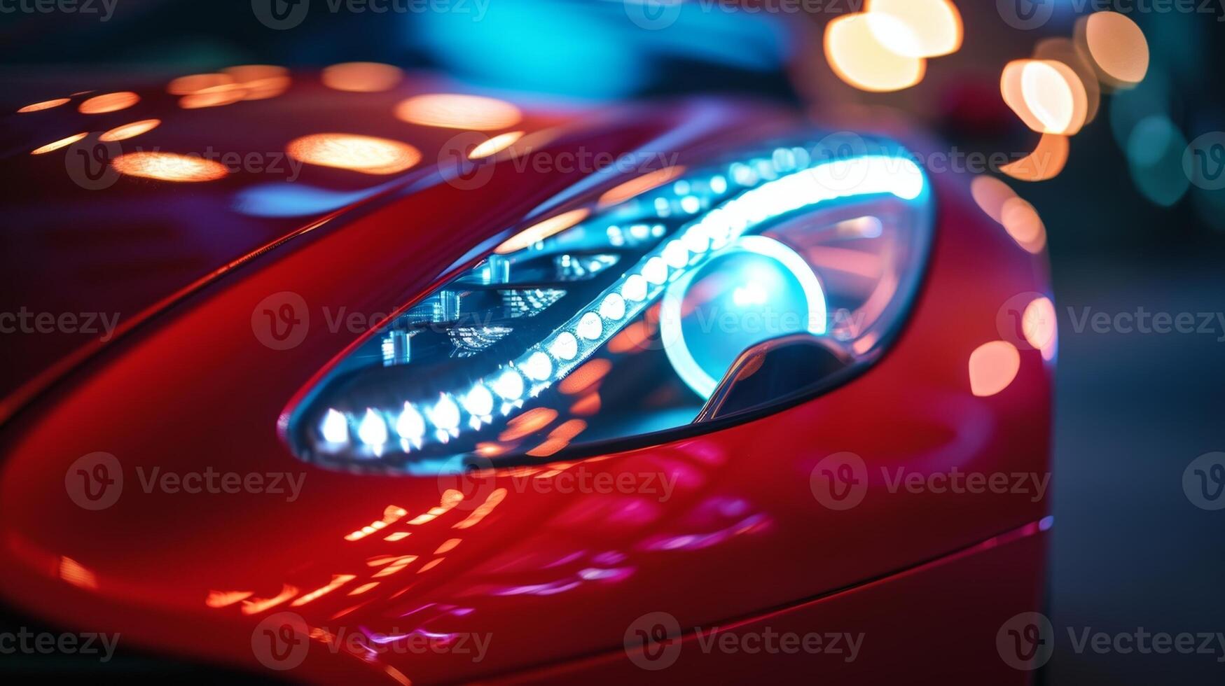 A closeup shot of a sports cars adjustable headlights showcasing the cars advanced technology and ability to adapt to different driving conditions photo