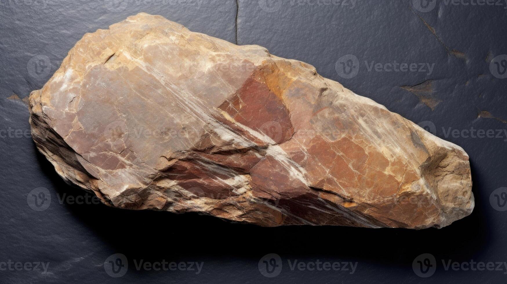 A detailed image of a stone tool, one of the earliest artifacts created and used by Homo sapiens during the Paleolithic era. photo