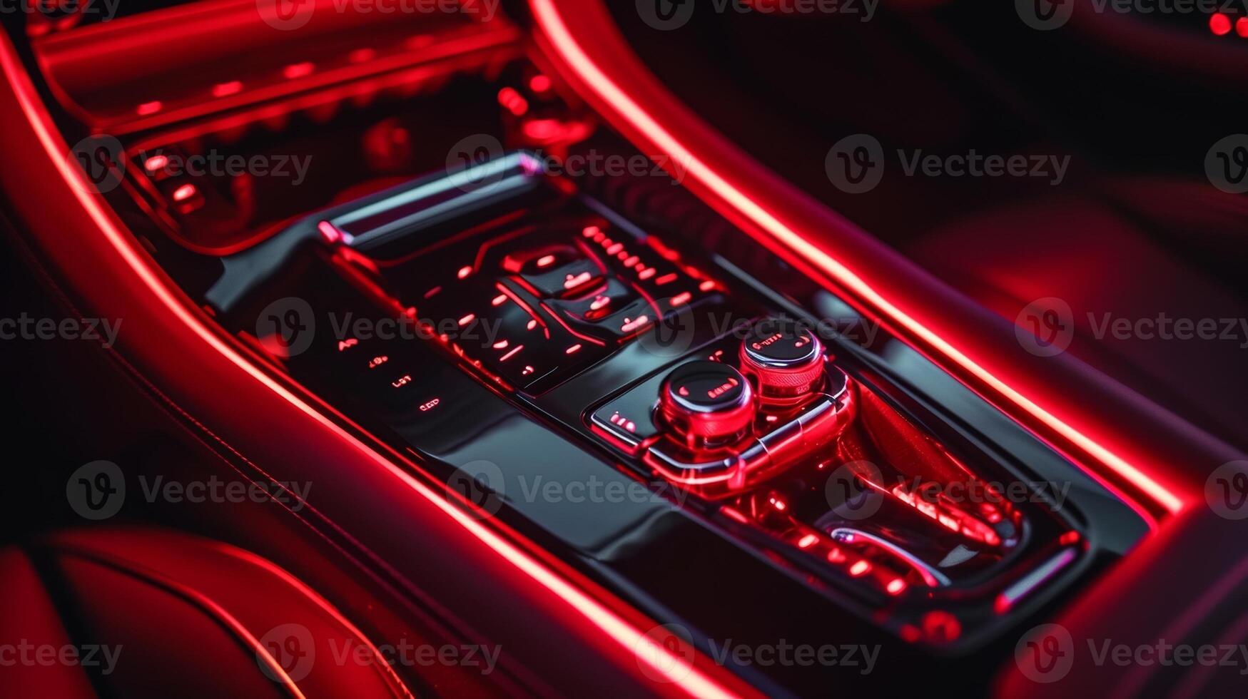 The glowing red lights of the gear shift indicator give off a sporty and dynamic vibe photo