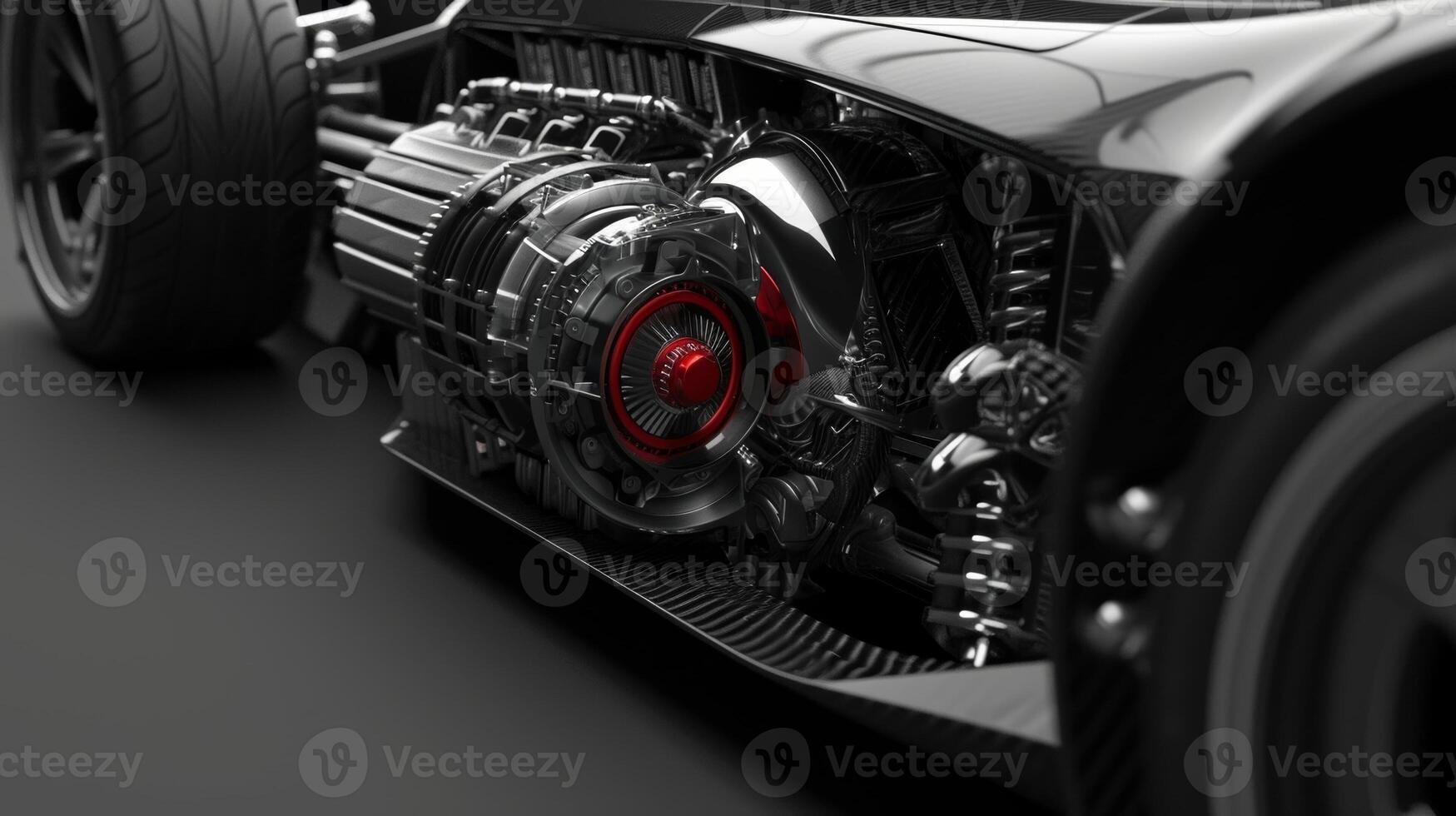 The audience is given a detailed view of the specialized air intake system designed to supply the engine with cooler denser air for increased power and torque photo