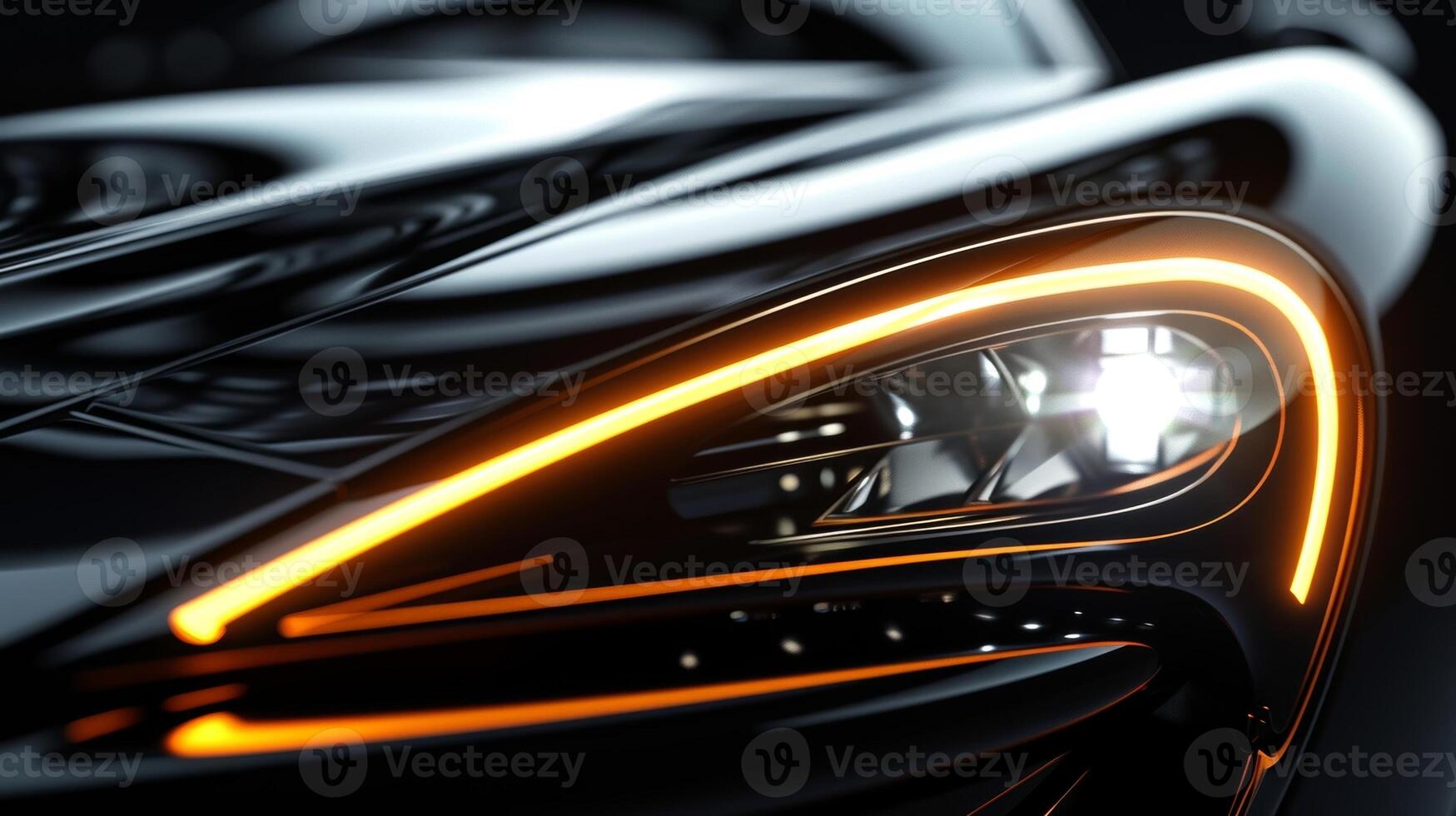 The camera lingers on the reflective surfaces of a sports cars headlights highlighting their importance in creating a strong and dynamic front end for maximum racing performance photo
