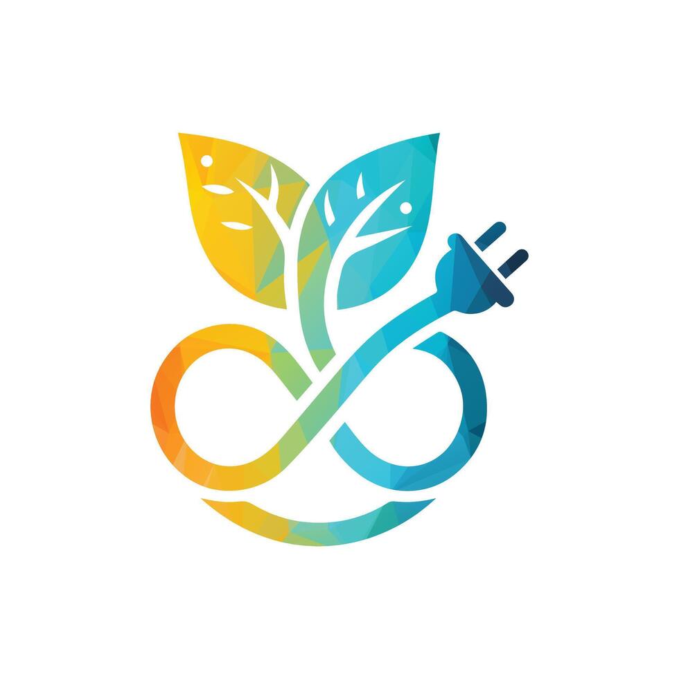 Sustainable Energy Symbol with Leaf and Plug Design vector