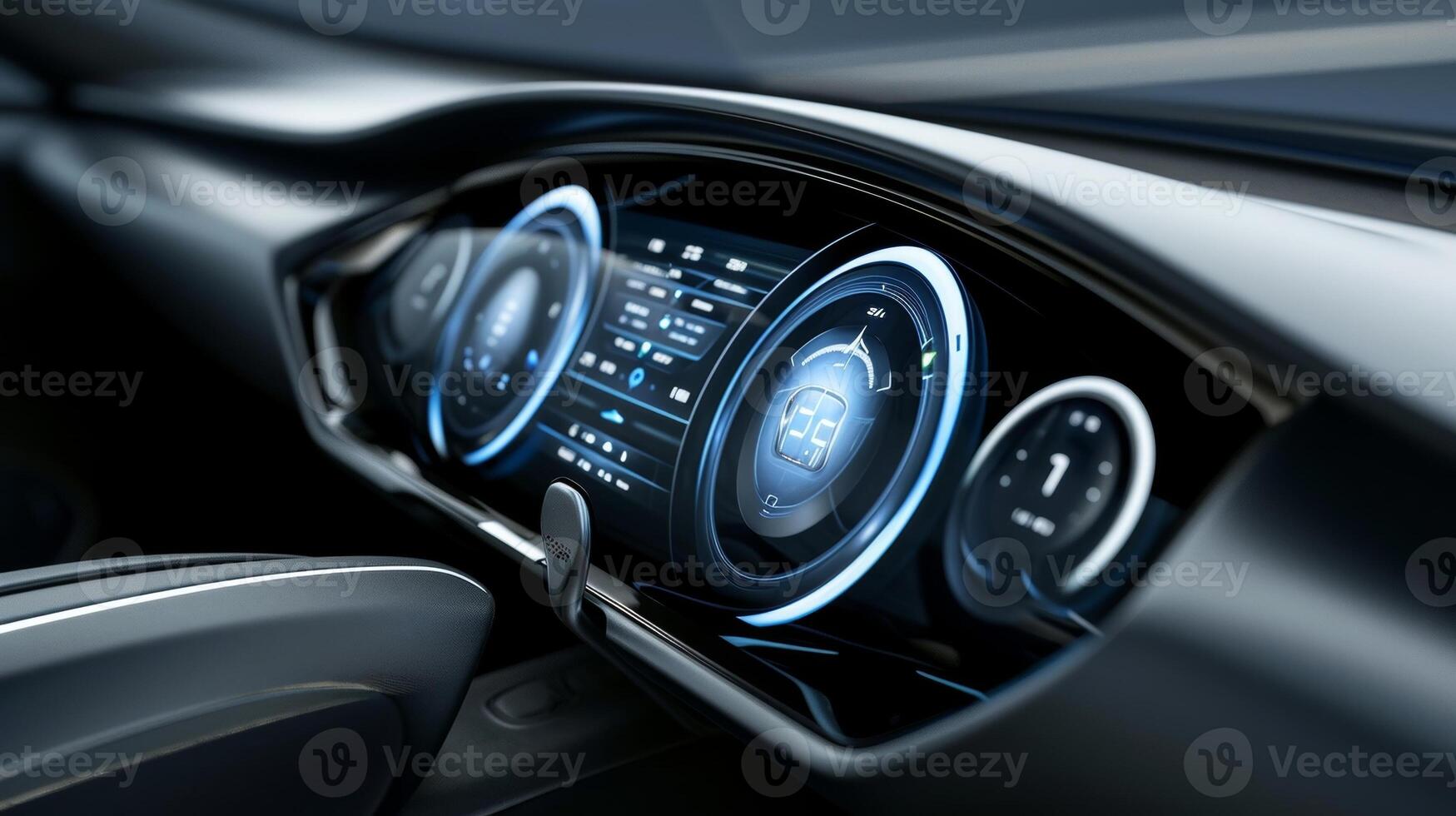 The instrument surrounding the digital speedometer is designed with a futuristic touch featuring sleek lines and a userfriendly interface for easy navigation photo