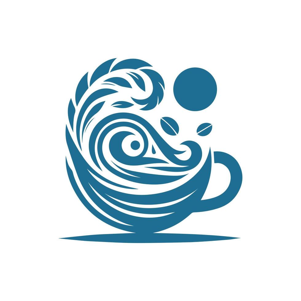 Abstract Coffee Cup Logo with Creative Swirl Design vector