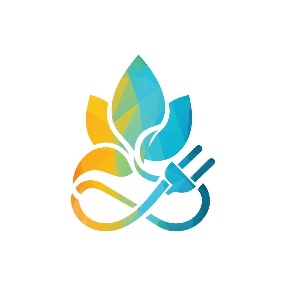 Colorful Eco Energy Logo with Leaf and Plug Design vector
