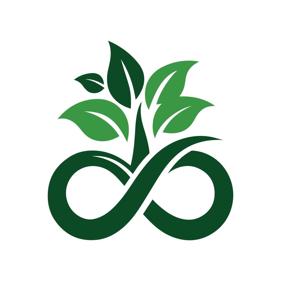 Green Infinity Symbol With Tree Elements for Eco-Friendly Design vector